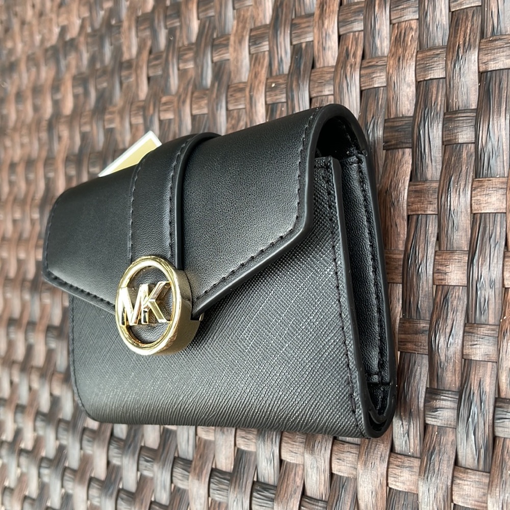 MICHAEL KORS CARMEN MEDIUM LOGO AND FAUX LEATHER WALLET BLACK - Picture 9 of 16